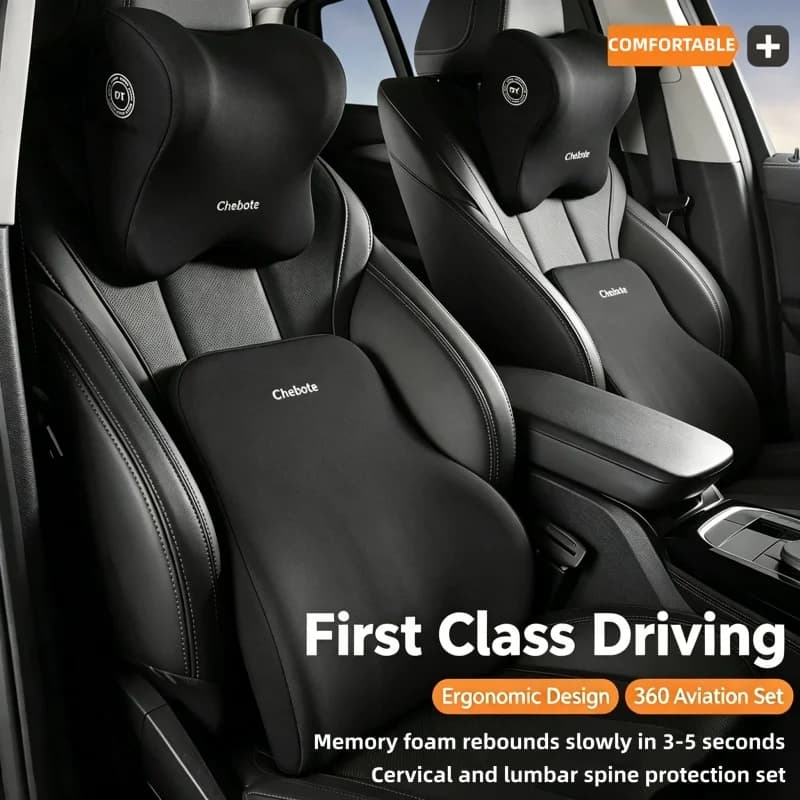 Set di Poggiatesta e Cuscino Lombare in Memory Foam per Auto, Supporto Universale per il Collo, Accessori Confortevoli per Interni Auto