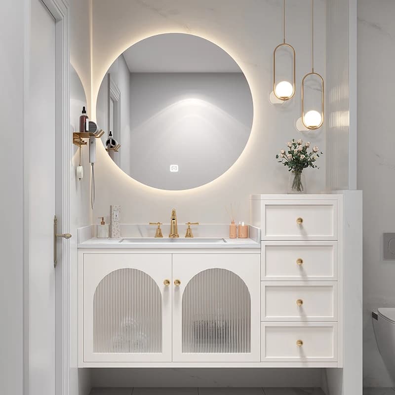Light Luxury Smart Mother-in-law Double High And Low Table Washbasin Floor-to-ceiling Bathroom Furniture Vanit Basin Cabinet Set