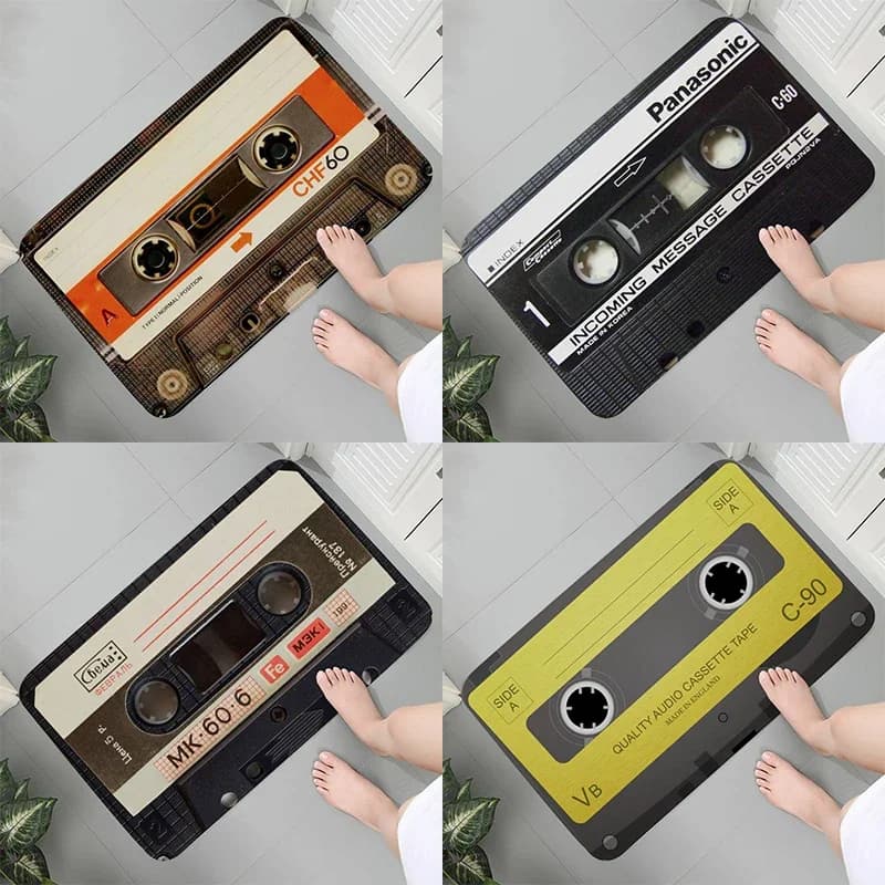 Cassetta Tape Tappetino decorativo per porta Benvenuto Tappeto antiscivolo Bagno Cucina Camera da letto Decorazioni per la casa