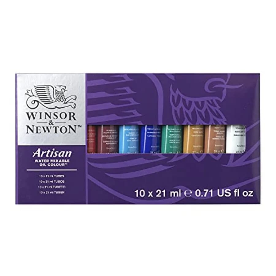 Artisan Water Mixable Oil Color Paint Set, 0.71-oz 21ml Tubes, Set of 10