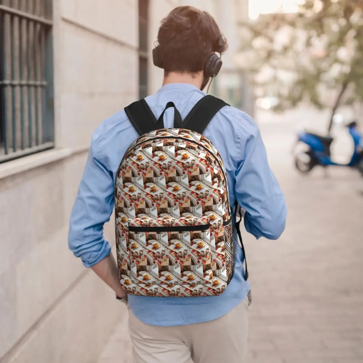 Uno zaino autunnale fantasioso e accogliente per ragazzi e ragazze, borsa per libri, borsa da scuola per bambini, borse a tracolla per laptop per uomini e donne