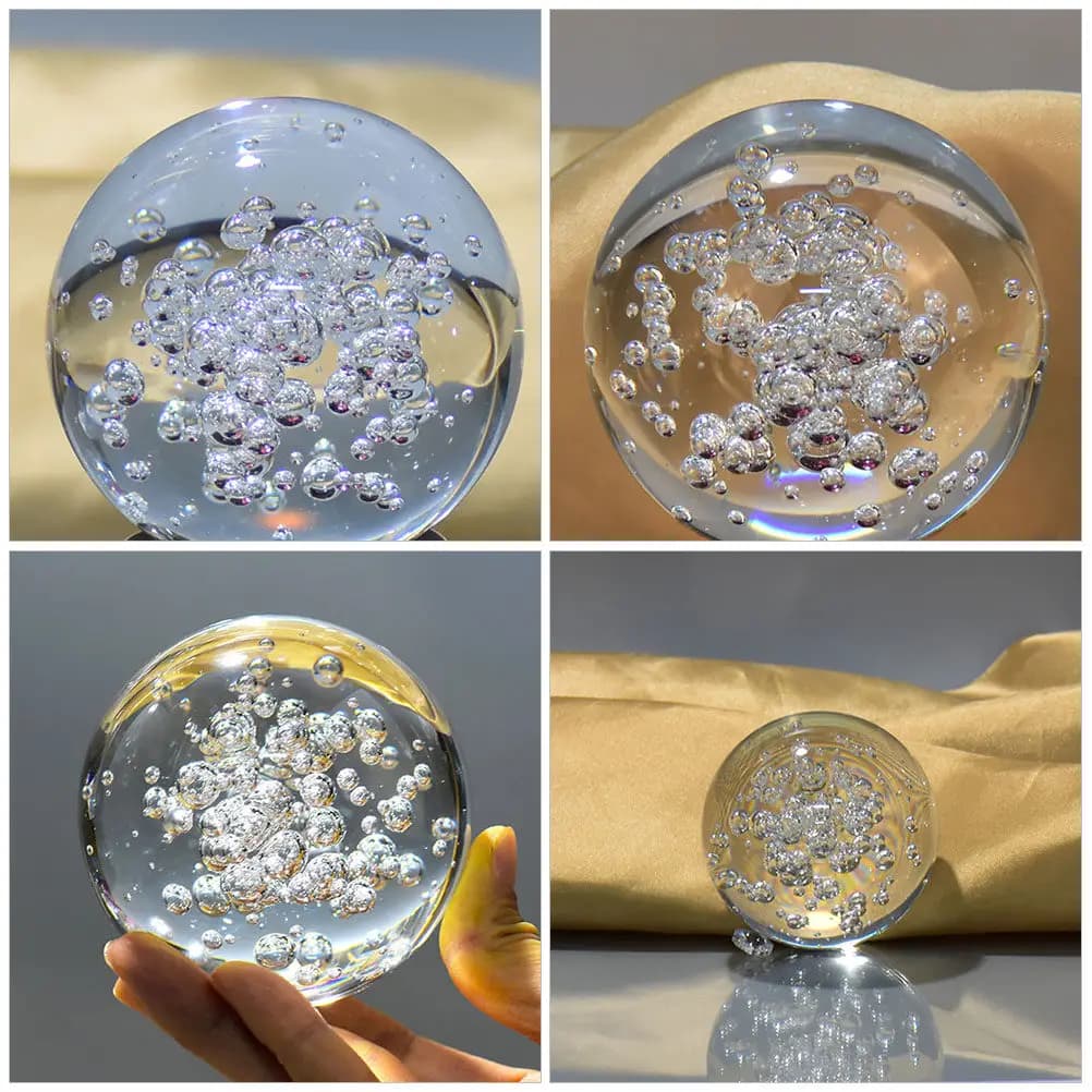 2 Pezzi Sfere di Vetro Trasparenti Decorative, Ornamenti a Bolle di Cristallo per Casa, Ufficio, Tavolo, Soggiorno, Scrivania, Regali