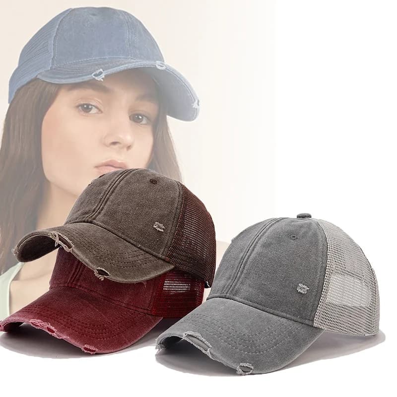 Fashion Trucker Caps Solid Color Patch Four Seasons Snapback Baseball Cap For Men Women Adjustable Breathable Mesh Visor Hat