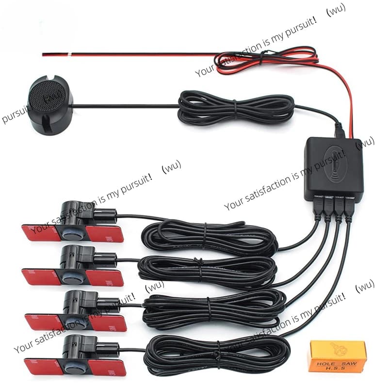 Assistente sensore parcheggio auto Parktronics 4 sensori piatti neri/argento/bianchi da 13 mm