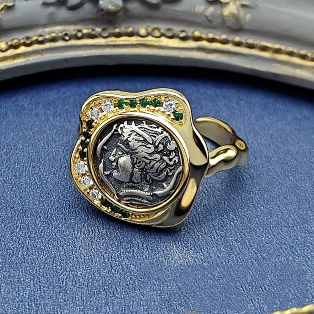 New Ancient Coin Rings Female Niche High Luxury Light Luxury Mizunami Fairy Ancient Coin Rings Street PartyFashionBanquetJewelry