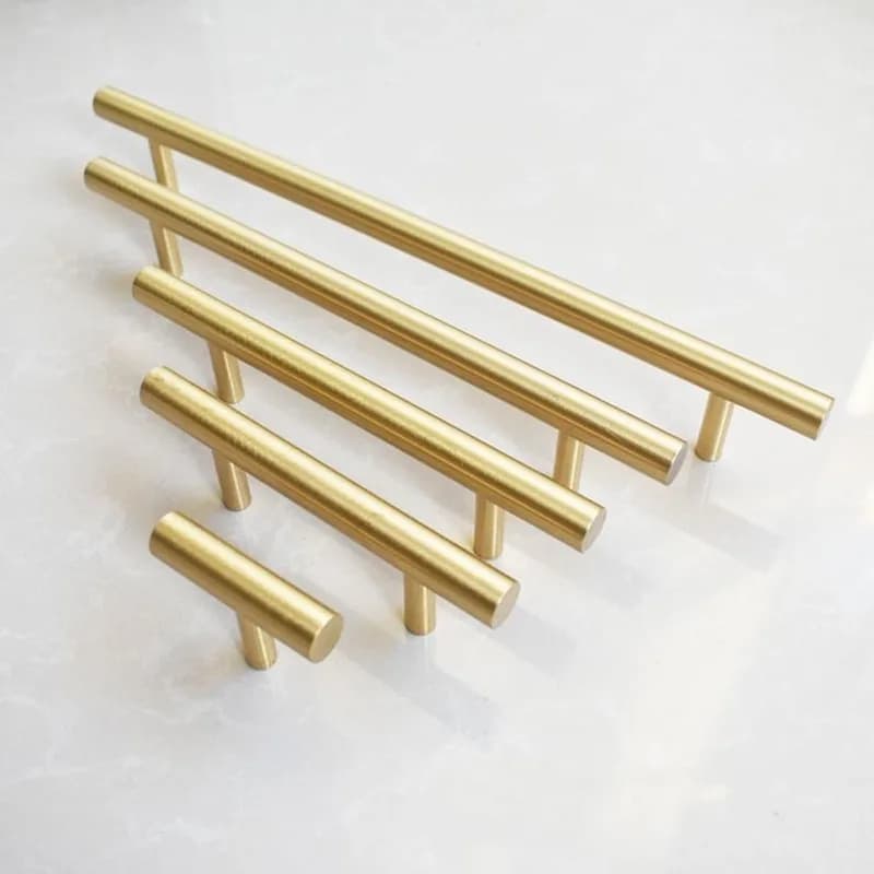 Manopole per porte da cucina moderne in oro con barra a T, maniglie diritte, per armadietti, cassetti, diametro 10 mm, maniglie in acciaio inossidabile, maniglie per mobili
