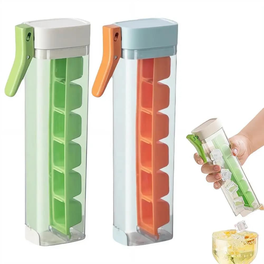 Stampo per Cubetti di Ghiaccio in Silicone Alimentare con Contenitore a Pressione, Strumento da Cucina per Bar Domestico