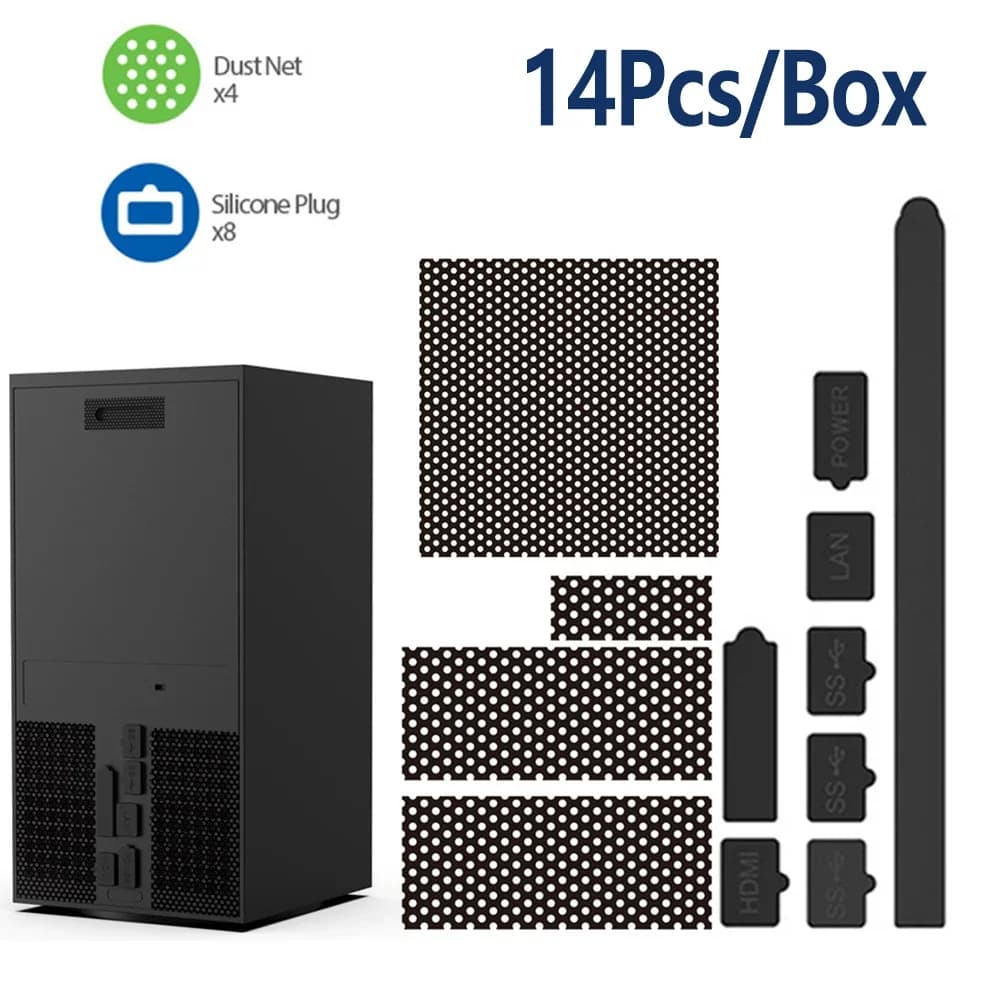 Tappo antipolvere da 14 pezzi per console Xbox Series X Kit tappo jack con filtro a rete antipolvere in silicone Accessori per giochi