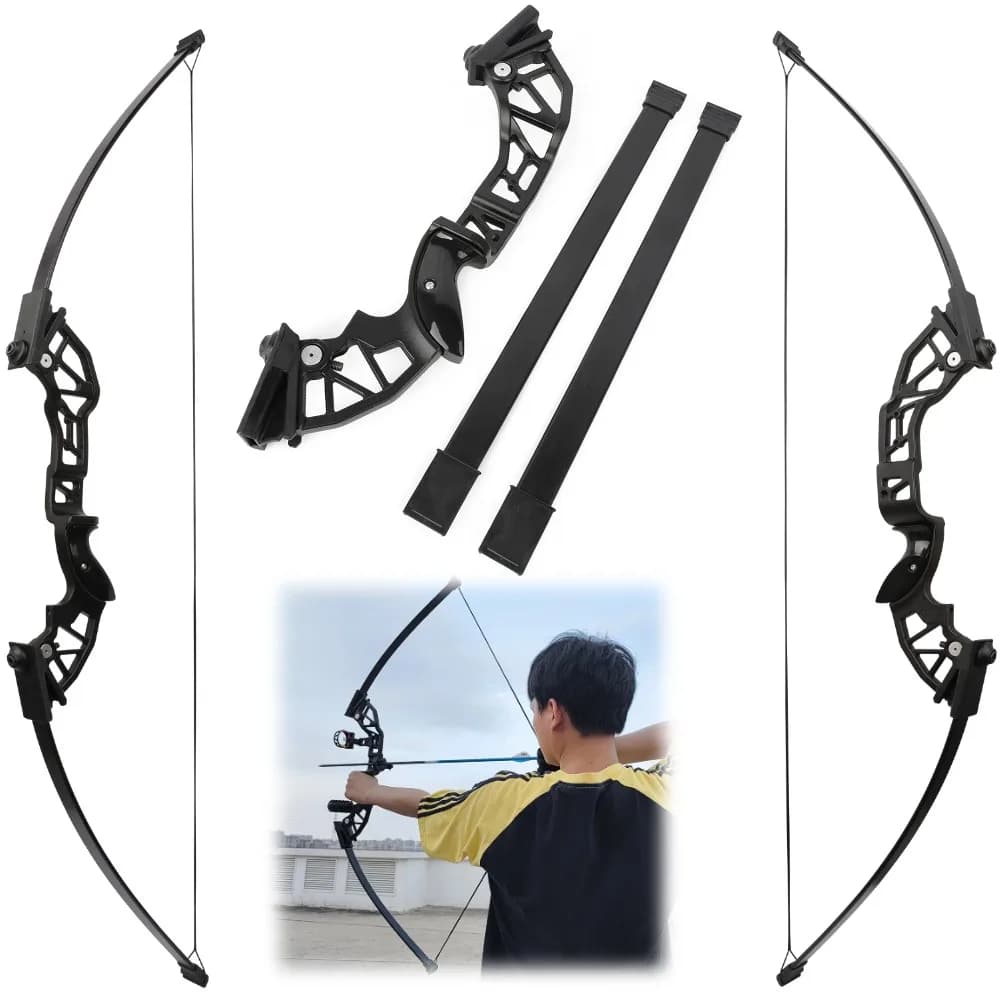 30-53 libbre Takedown Arco 49.6 '' Arco dritto in lega di alluminio Riser Arco in fibra di vetro Arti RH Bersaglio Tiro con l'arco Tiro con l'arco Arco ricurvo