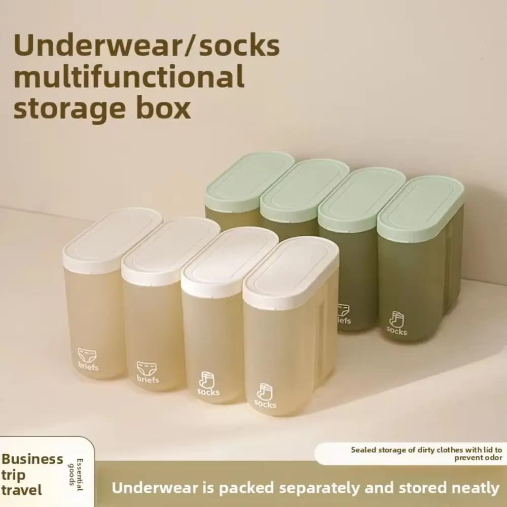 2Pcs New Portable Travel Underwear Storage Box Sealed Mini Socks Organizer Tidy Underpants Case Home Business Trip Use