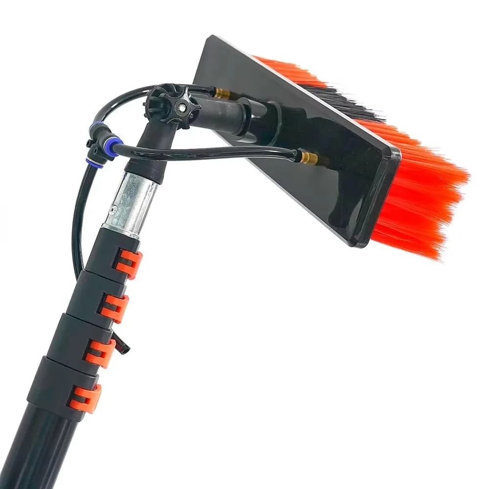 Spazzola Telescopica per Pulizia ad Acqua con Asta in Alluminio, per Finestre e Pannelli Solari, con Setole in Nylon