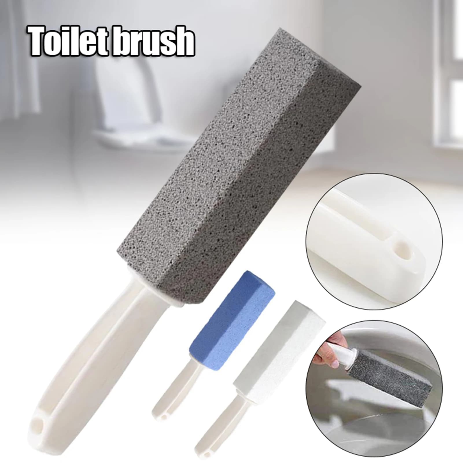 Pumice Long Handle Toilet Brush No-Slip Sturdy Cleaning Toilet Brush for Floor Bathroom Toilet Cleaning