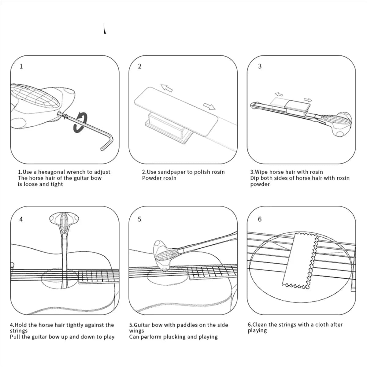 Arco per Chitarra ABJA, Lunghezza 22,6 cm, Accessori per Accordatura e Suono, per Chitarristi Professionisti e Principianti, Bianco