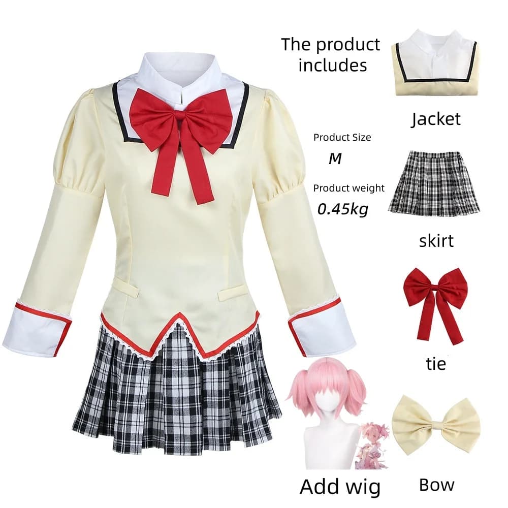 Costume da scolaretta carino per cosplay, camicetta a maniche lunghe con gonna a pieghe scozzese, papillon e corsetto per giochi di ruolo e foto quotidiane