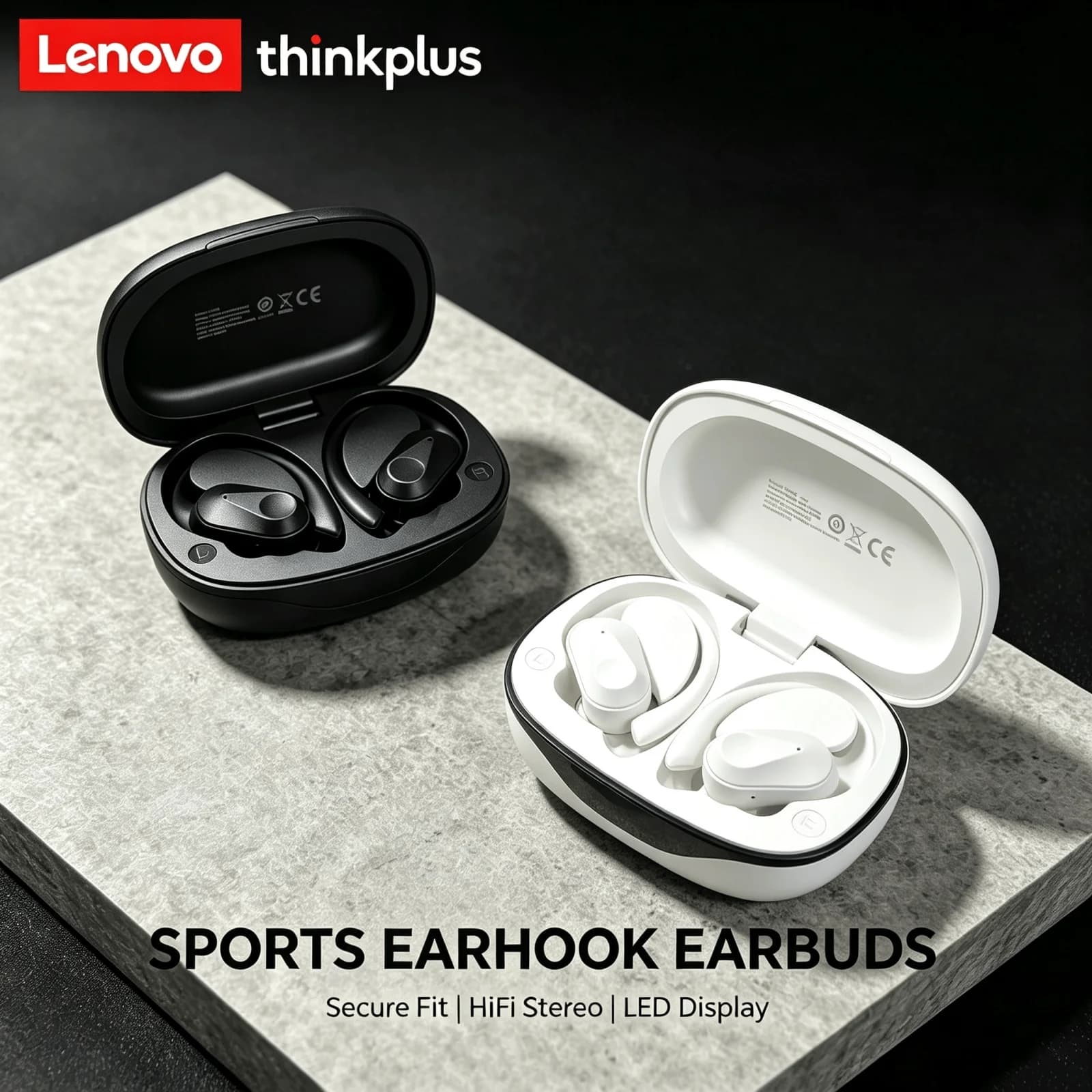Lenovo LP75 Bluetooth Headset Secure Ear Hook Wireless Earbuds LED Battery Indicator Ergonomic Design Earphone Outdoor Activitie