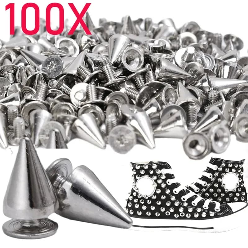 Borchie e punte a cono d'argento artigianato fai da te rivetti per indumenti Punk Cool per borsa per vestiti accessori per scarpe decorazione per indumenti artigianali