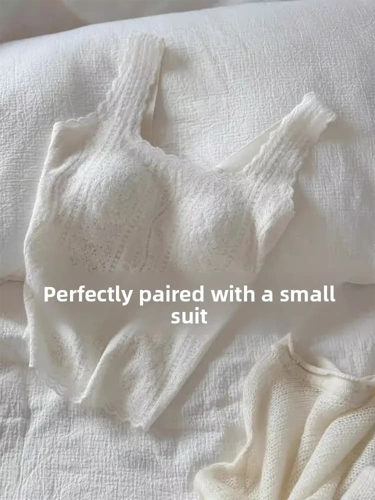 Lace Square Collar Women's Camisole Tank Top Sports Vest Underwear with Chest Pad Suit Inner Match Breathable Elastic Fitting