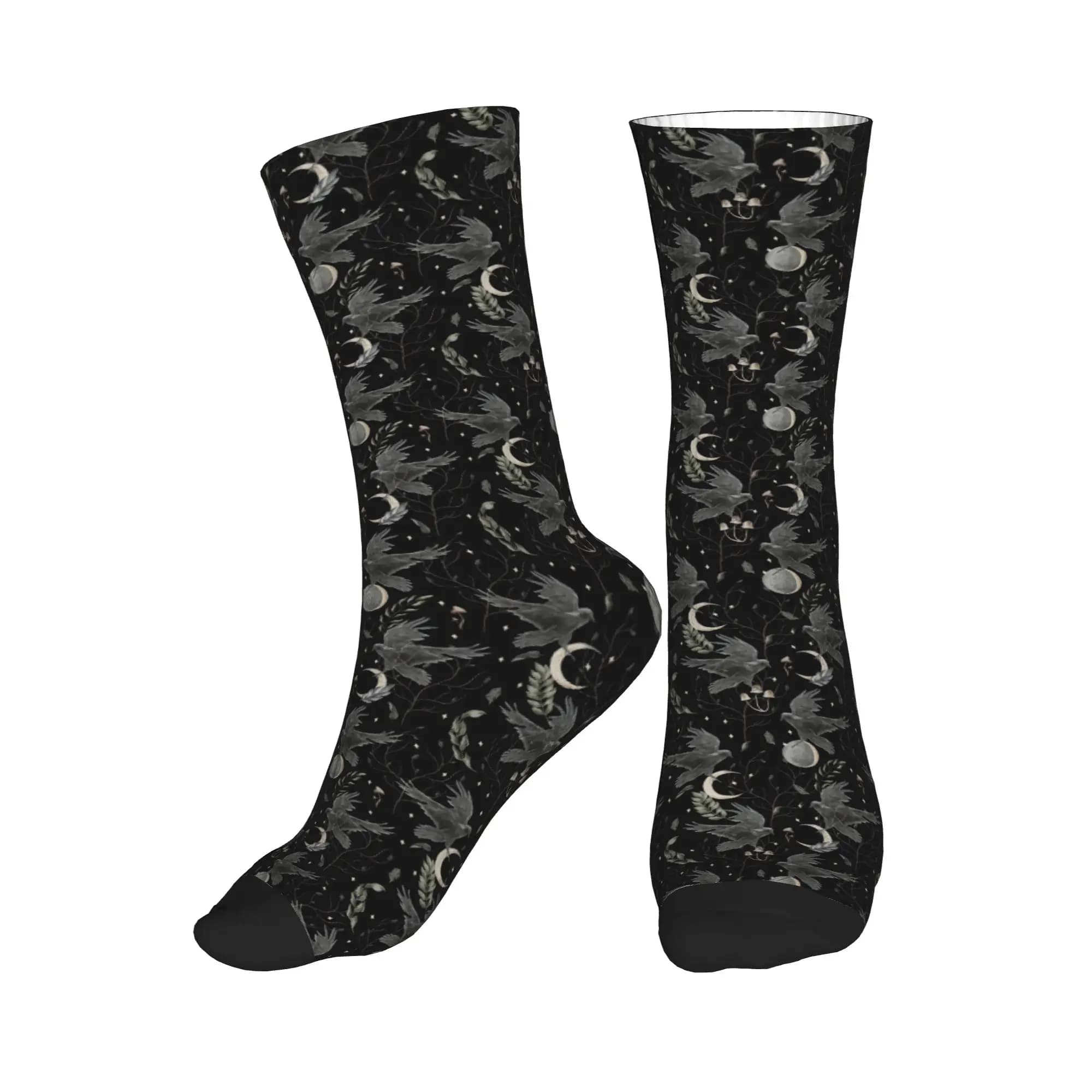 Calzini da uomo Halloween Witch Crow Moon, calzini unisex alla moda con stampa 3D
