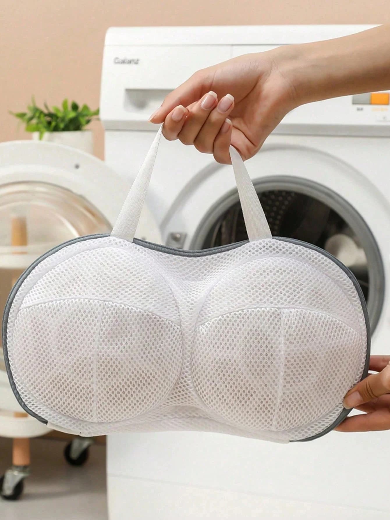 Sacchetti per lavaggio reggiseni in rete spessa 1/2, con design anti-deformazione per uso domestico, adatti per lavatrici, ideali per lavare biancheria intima e prevenire l'attrito.