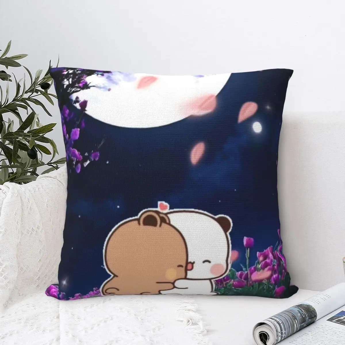 Bubu & Dudu Kiss Under The Moon Federa per cuscino alla moda per divano Decorazione domestica Fodera per cuscino Federe morbide stampate