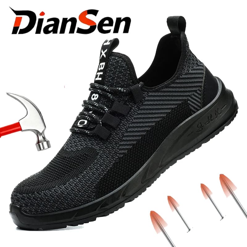 Safety Boots Steel Toe Lightweight Work Shoes Mens Casual Walking Anti-smash Anti-Puncture Men Work Shoes for Work as Hiking