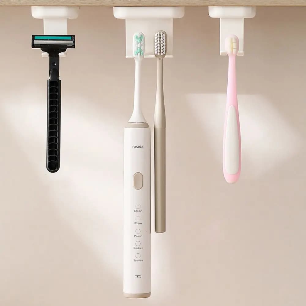 Multifunctional Flipped Toothbrush Holder Self Adhesive Wall Mounted Razor Wall Rack Durable Toothbrush Hanger