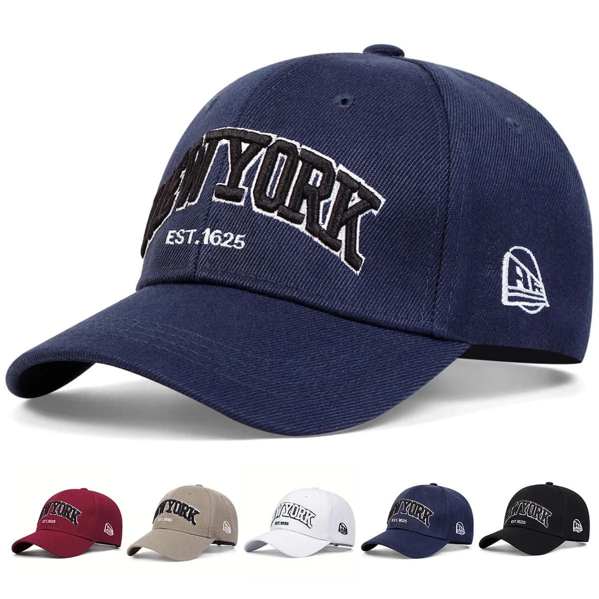 Cappellini da Baseball Unisex con Ricamo 'New York', Regolabili per Primavera e Autunno, Cappelli Casual da Esterno, Protezione Solare, Cappello Sportivo da Golf