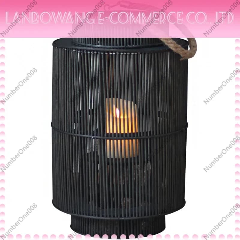 Nordic Handwoven Wind Lantern Candle Holder, Retro Decor for Hotel B&B Display & Home, Indoor Outdoor Rattan Hanging Lantern