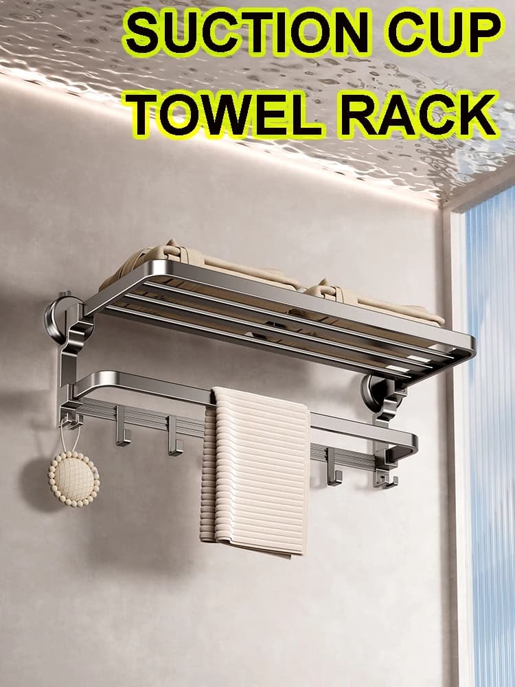 Portasciugamani da bagno senza foratura Porta asciugamani a ventosa Scaffale non perforato Gancio Organizzatore Mensola a muro galleggiante