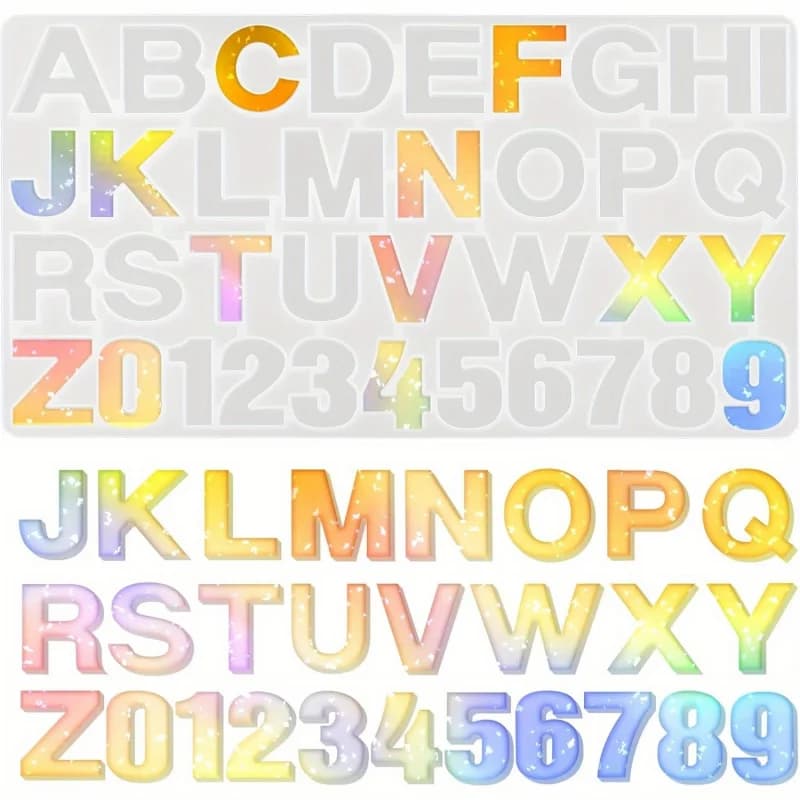Stampo in silicone per lettere, stampo in resina epossidica per lettere, stampo in resina epossidica per lettere maiuscole, utilizzato per realizzare portachiavi, gioielli e stampi per colata fai da te.