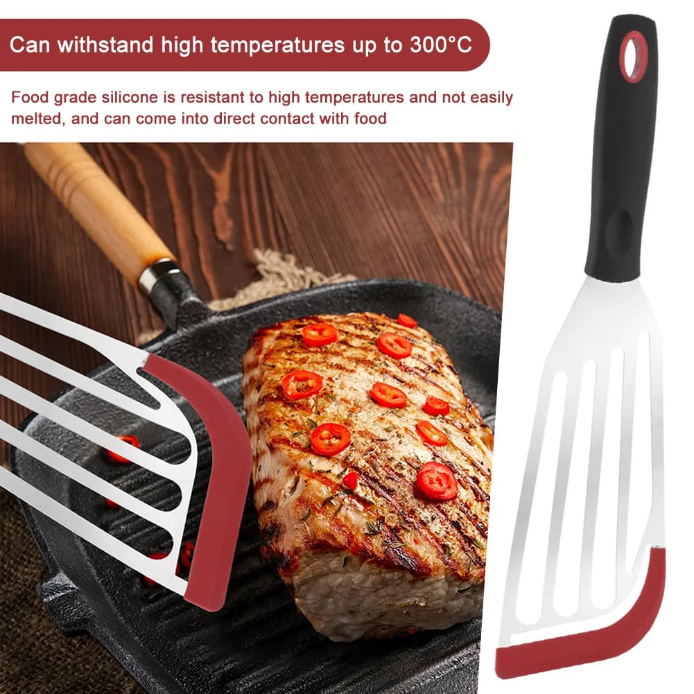 Pala da cucina antiscottatura, pala antiaderente in silicone resistente alle alte temperature per friggere pesce/bistecca