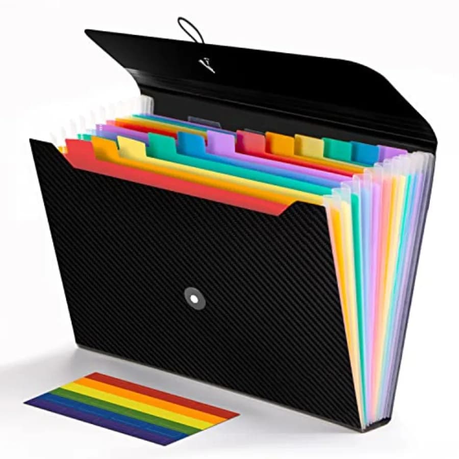 Expanding File Folder, 13 Pockets Accordion File Holder Organizer, A4 Letter Size Paper Document Receipt Organizer Accordian Fi