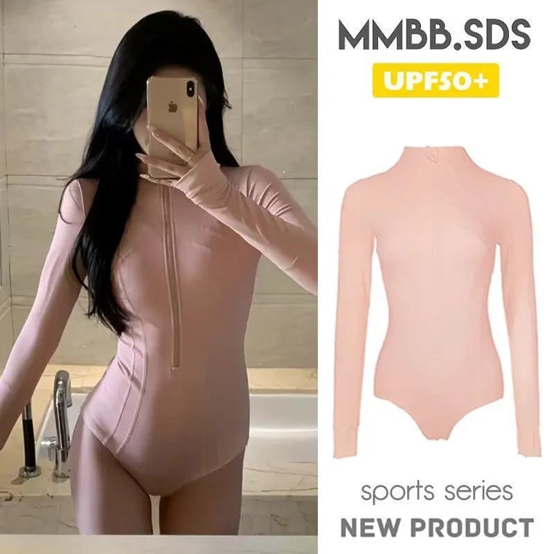 Jellyfish Wetsuit Snorkeling Surfing Long Sleeve Sunscreen Quick Drying Ladies Conservative Skinny One-piece Triangle Swimsuit