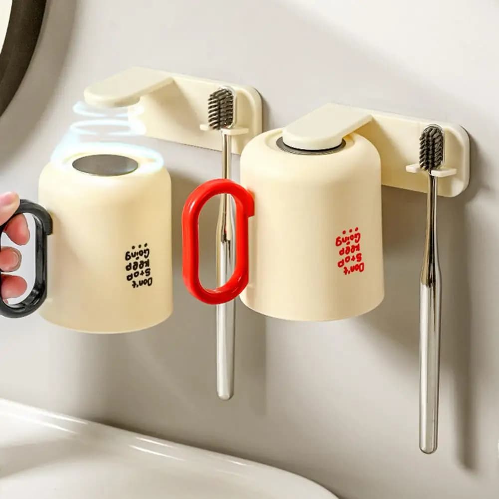 Set portabicchieri per collutorio Spazzolino magnetico Collutorio Portabicchieri per collutorio multifunzione a parete Accessori per il bagno