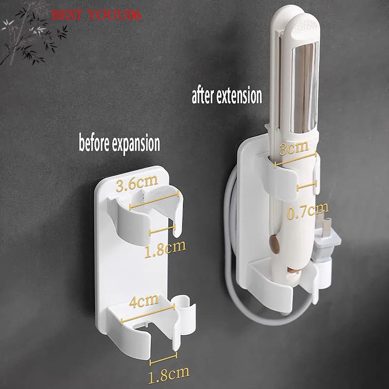 Hot Straightener Holder Bathroom Hair Tool Holder Space Aluminum Rack No Punching Hair Curler Holder Build In Cable Management S