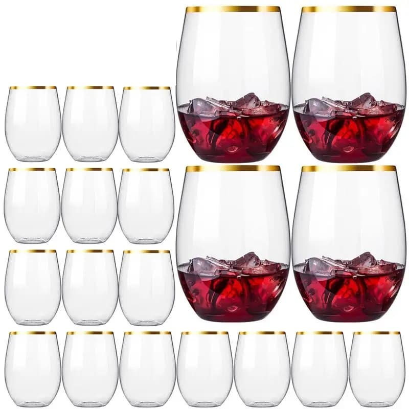 ABKU-20 Bicchieri in plastica per vino, whisky e cocktail, trasparenti, per feste