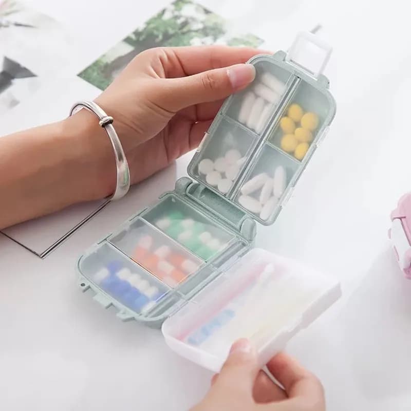10 Grid Pill Box Organizer Container Travel Pill Case With Seal Ring Tablets Wheat straw Drug Vitamin Holder Medicines Container