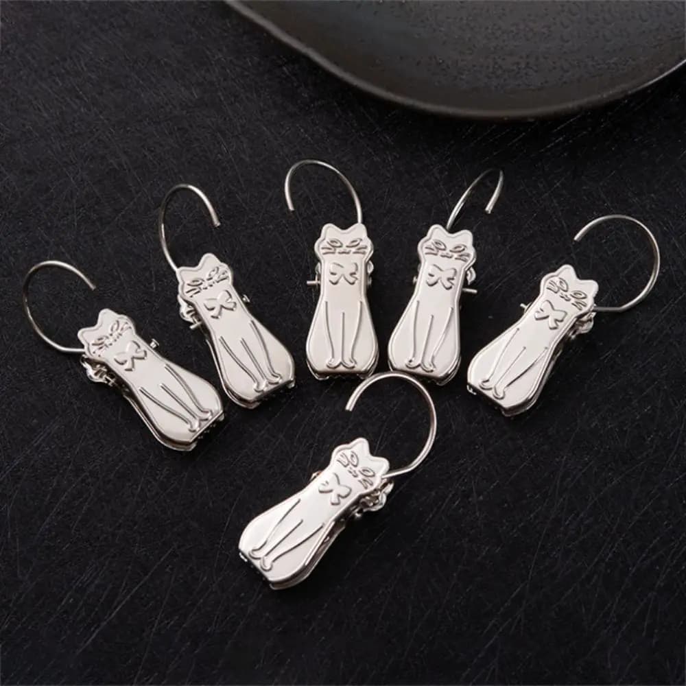 10 Pieces Antique Cat Shape Clip, Anti-slip Hook for Curtains, Clips for Cat Shape Curtains, Drying Clothes, Clothes Clips, Cartoon Springs for Bathroom