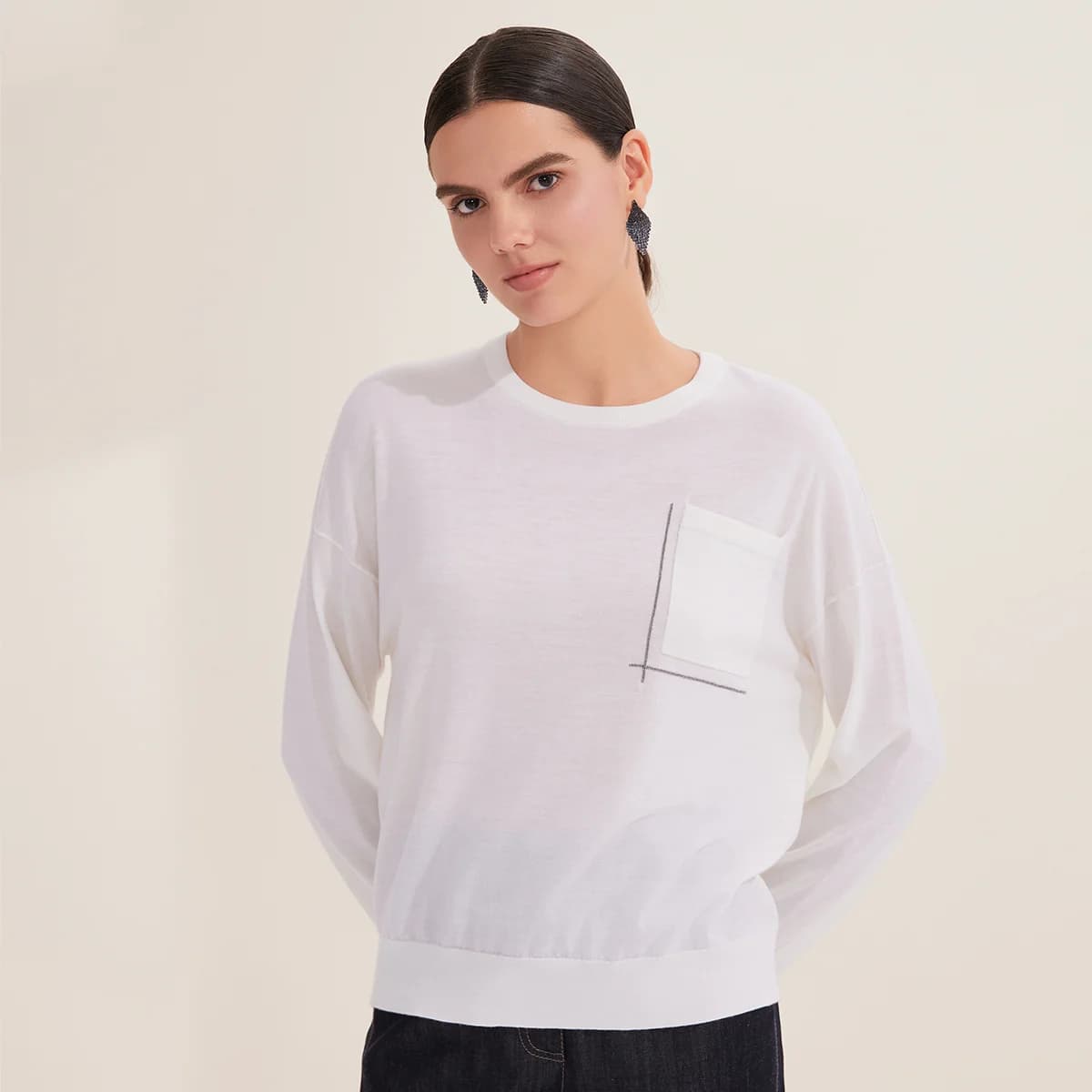 BD3521231 Maglione girocollo da donna in maglia autunnale 100% lana merino | Oversize per abiti casual e abbigliamento da fine settimana | Peso leggero
