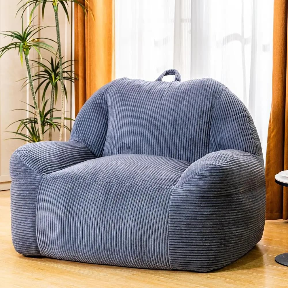 Luxury Large Bean Bag Chair for Adults - Ideal for Reading, Gaming, and Comfortable Relaxation in Grey