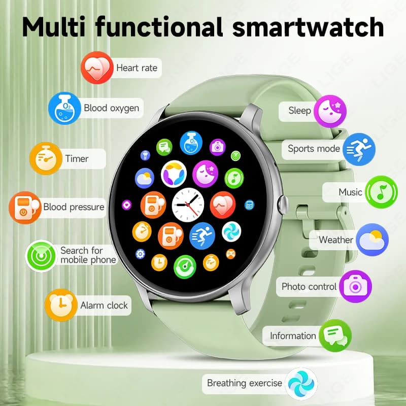 Orologio intelligente multifunzionale da donna con quadrante personalizzato, orologio sportivo, fitness tracker, cardiofrequenzimetro, smartwatch per Android IOS, chiamata Bluetooth