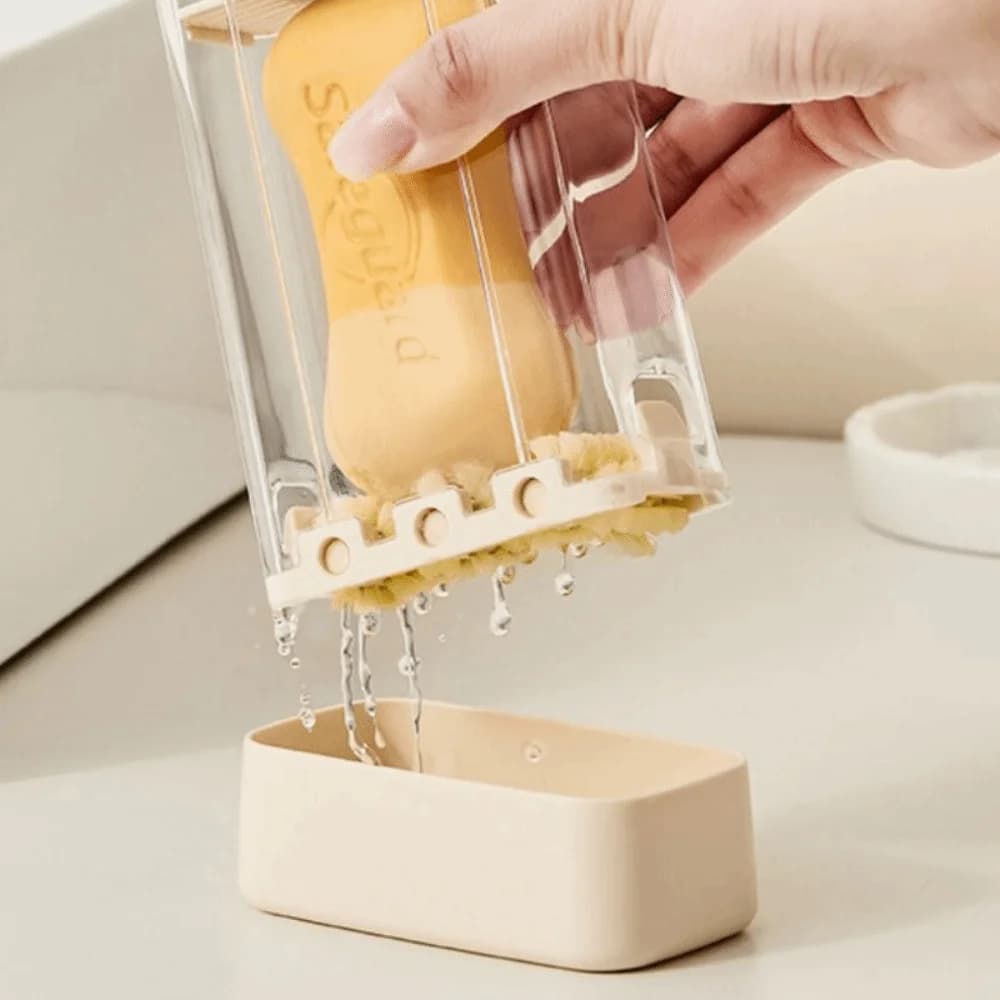 Dispenser di Sapone Multifunzionale in Plastica Ecologica con Schiuma Generata, Contenitore per Sapone a Rullo a Molla per Esterni