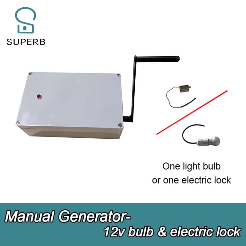 Oggetti di scena per generatori elettrici manuali per oggetti di scena della camera di fuga Oggetti di scena dell'avventuriero luce di controllo dell'oggetto di gioco della stanza di fuga o serratura