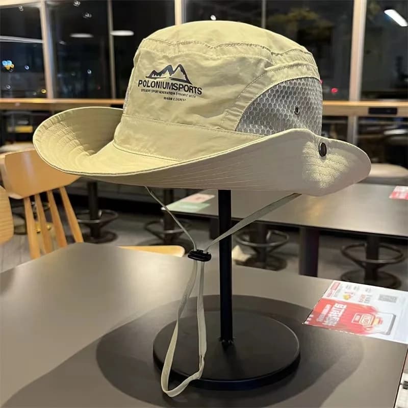 UV Protection Breathable Mesh Bucket Hat Outdoor Fishing Hiking Mountaineering Sun Hat Unisex Casual Travel Cap For Men Women