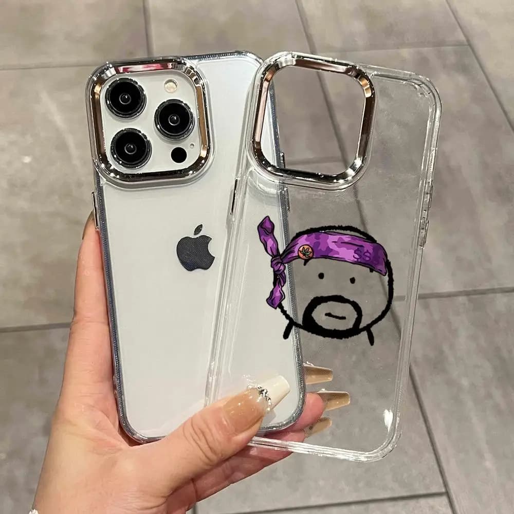 Cover Trasparente con Design Line Man Divertente per iPhone 17 17 Air 16 16e 15 14 13 12 11 Pro Max Mini X XR XS Plus HYBXAXC