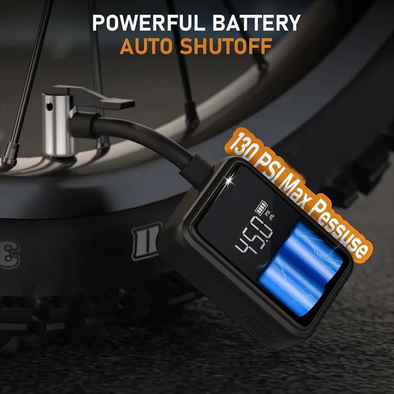 Compressore d'aria wireless portatile per pompa elettrica per bici, pompa di gonfiaggio per bicicletta con manometro per valvola Presta e Schrader-B60B