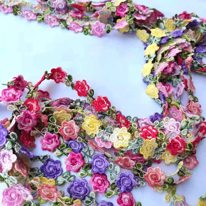 20 iarde/lotto di passamaneria in pizzo floreale in poliestere, ricamo per matrimoni, nastro decorativo fai da te per accessori da cucito e abiti da festa