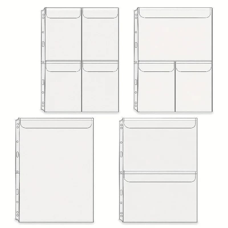 10pcs A4 Folder Pockets No-Zip Cash Envelopes 1 2 3 4 Compartment Folder Sleeves with Flap Loose-Leaf Insert File