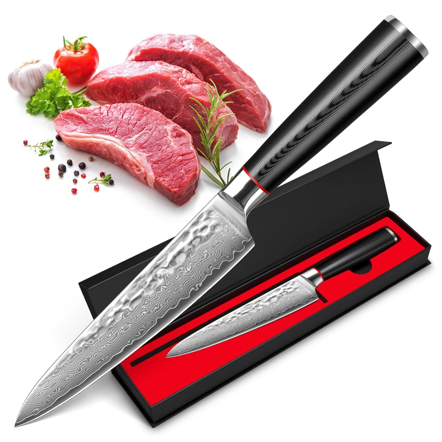 Ultimate Kitchen Knife All in a High Carbon Steel 8" wands, slices, dice and more - Professional multi-task tool