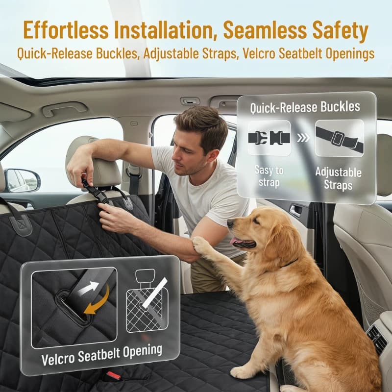 Dog Car Seat Cover Pet Travel Carrier Mattress Waterproof Dog Car Seat Protector with Middle Seat Armrest for Dogs